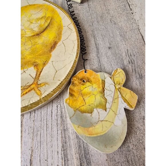 Victoria trading Easter sign bunny rabbit chick spring decor shabby chic vintage - Picture 10 of 10